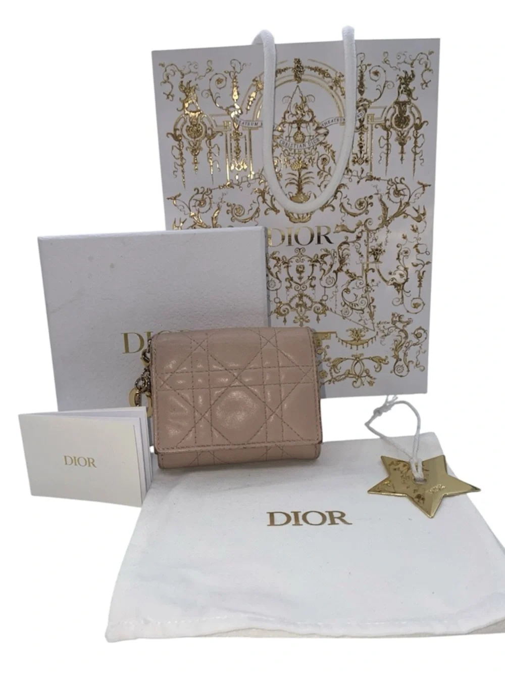 Lady Dior Lotus Cannage Pink Quilted Leather Wallet